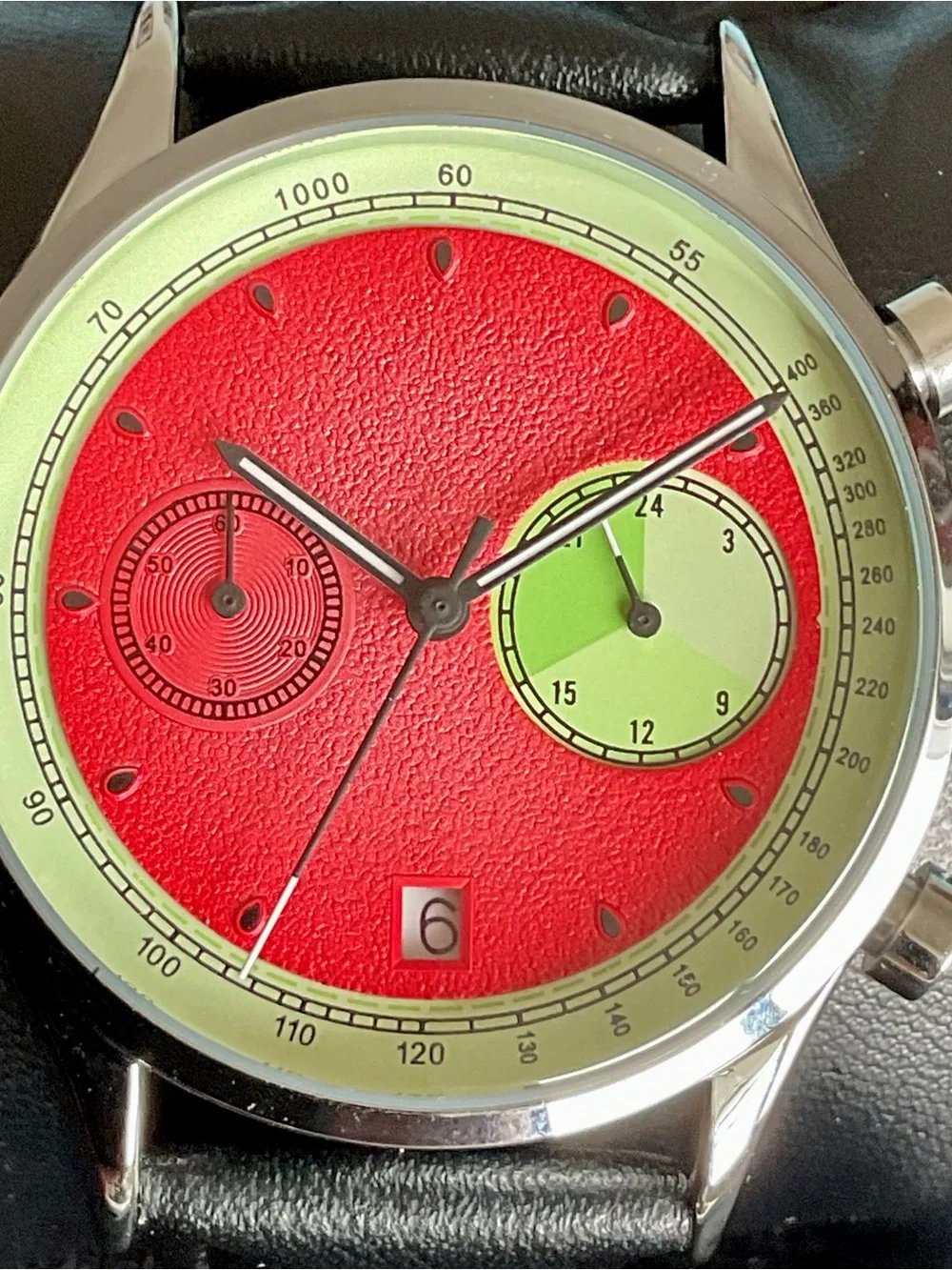 NIB Colorful Watermelon Red Lime Green Joker Cat Chronograph Watch